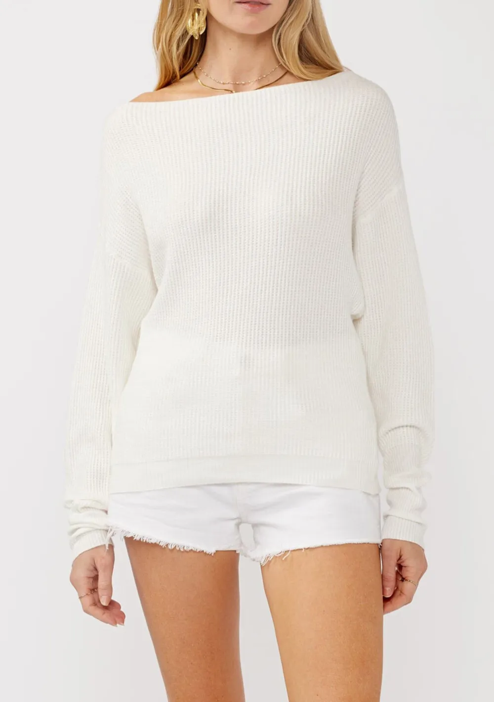 Ribbed Off Shoulder Long Sleeve Sweater