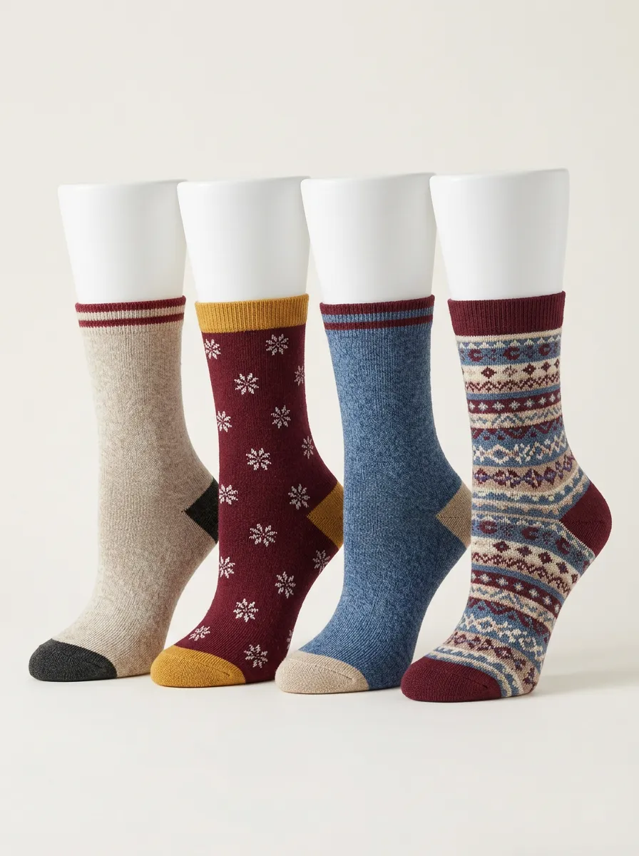 Nature Inspired Patterned Four-Pair Casual Socks