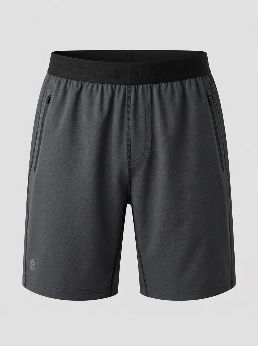 Men's Athletic Fitness Breathable Zippered Pocket Shorts