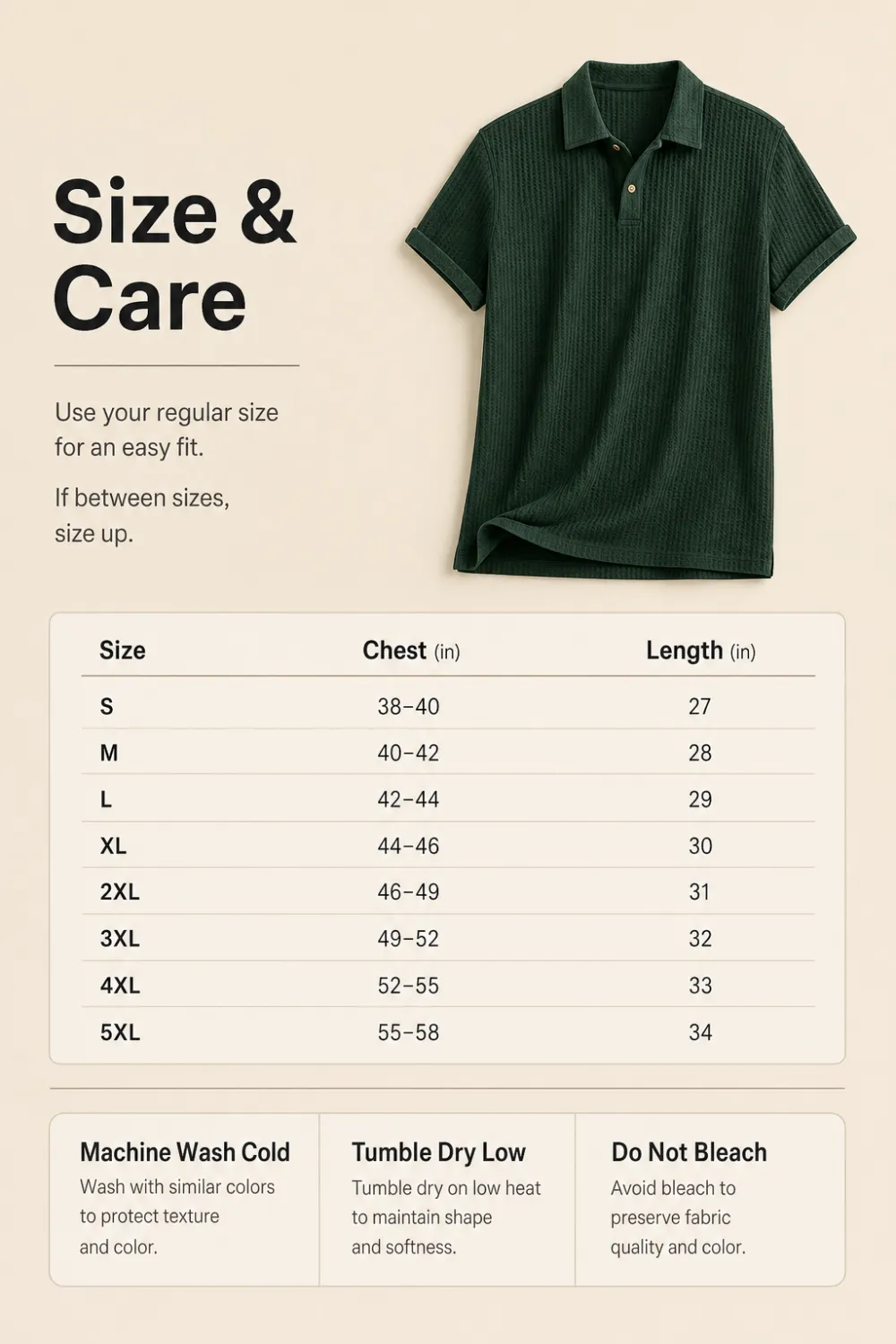 Men’s Waffle Textured Short Sleeve Polo Shirt