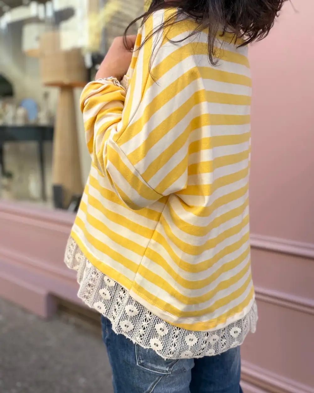 Classic Cotton Lace-Trim Blouse