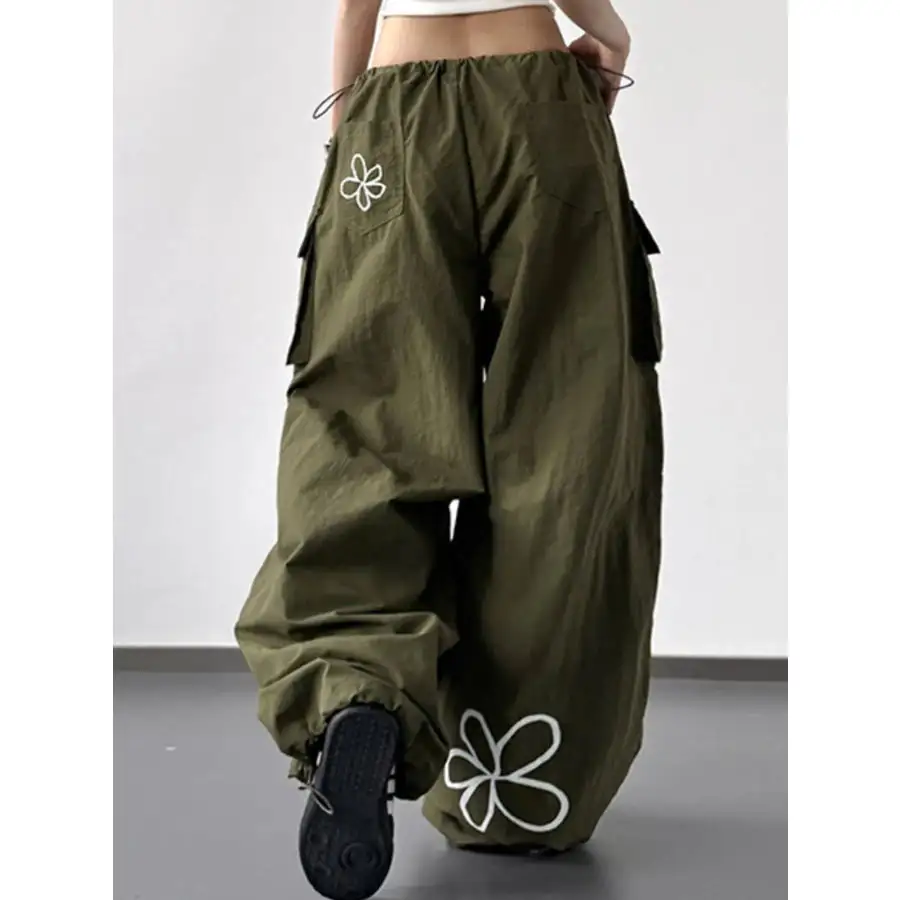 Classic Drawstring Wide Leg Cargo Pants