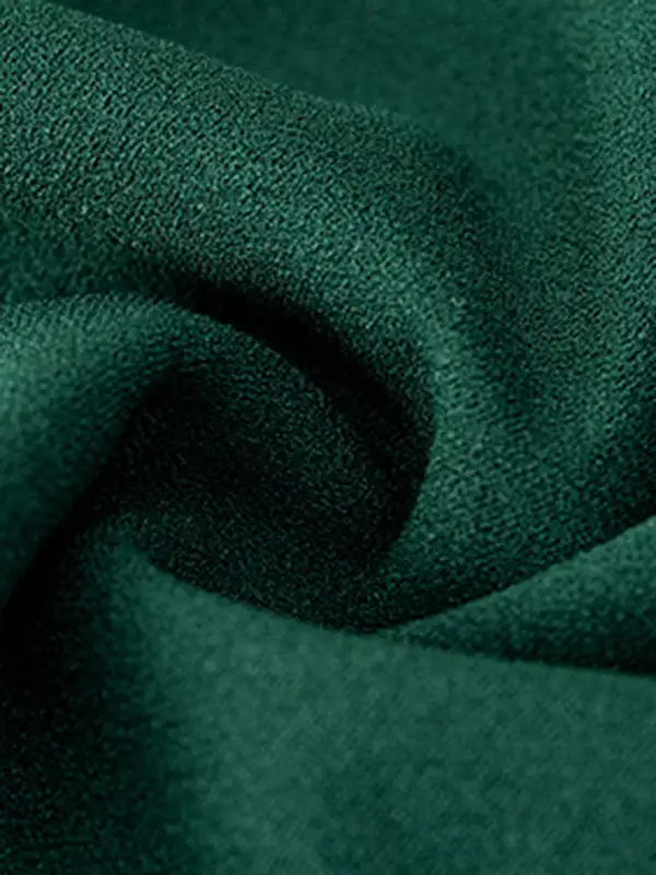Relaxed Puff Sleeve Pleated Solid Color Split Joint Round Neck Mini