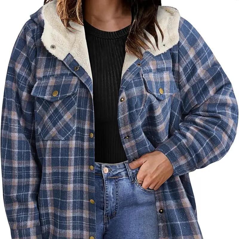 Plus Size Women Flannel Plaid Shacket Jacket Cozy Warmth, Effortless Style – Made for Every Body