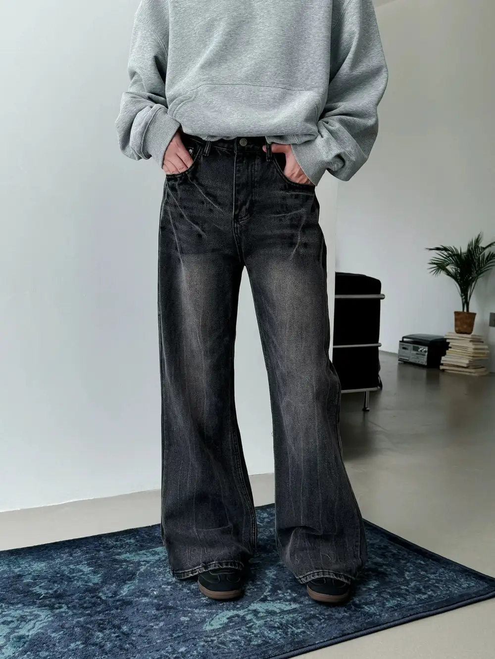 Washed Faded Flare Jeans