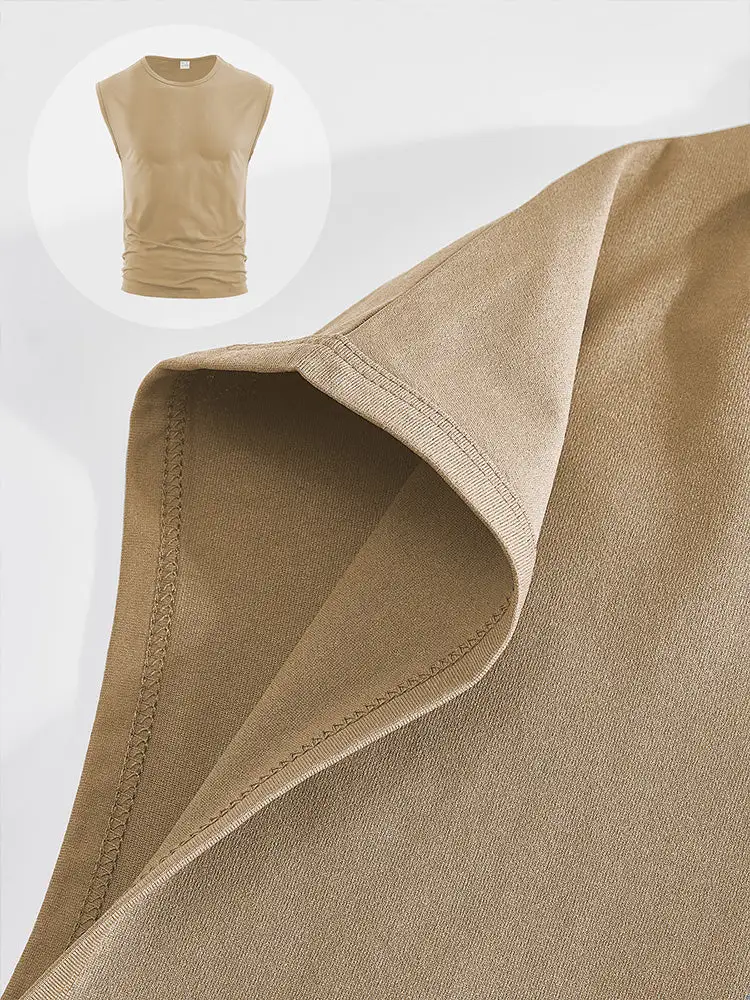 S Minimalist Drop Shoulder Sleeveless Tee Tank Top