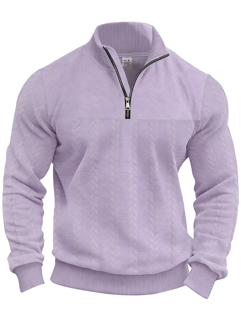 Men's solid color half-zip stand collar sweater