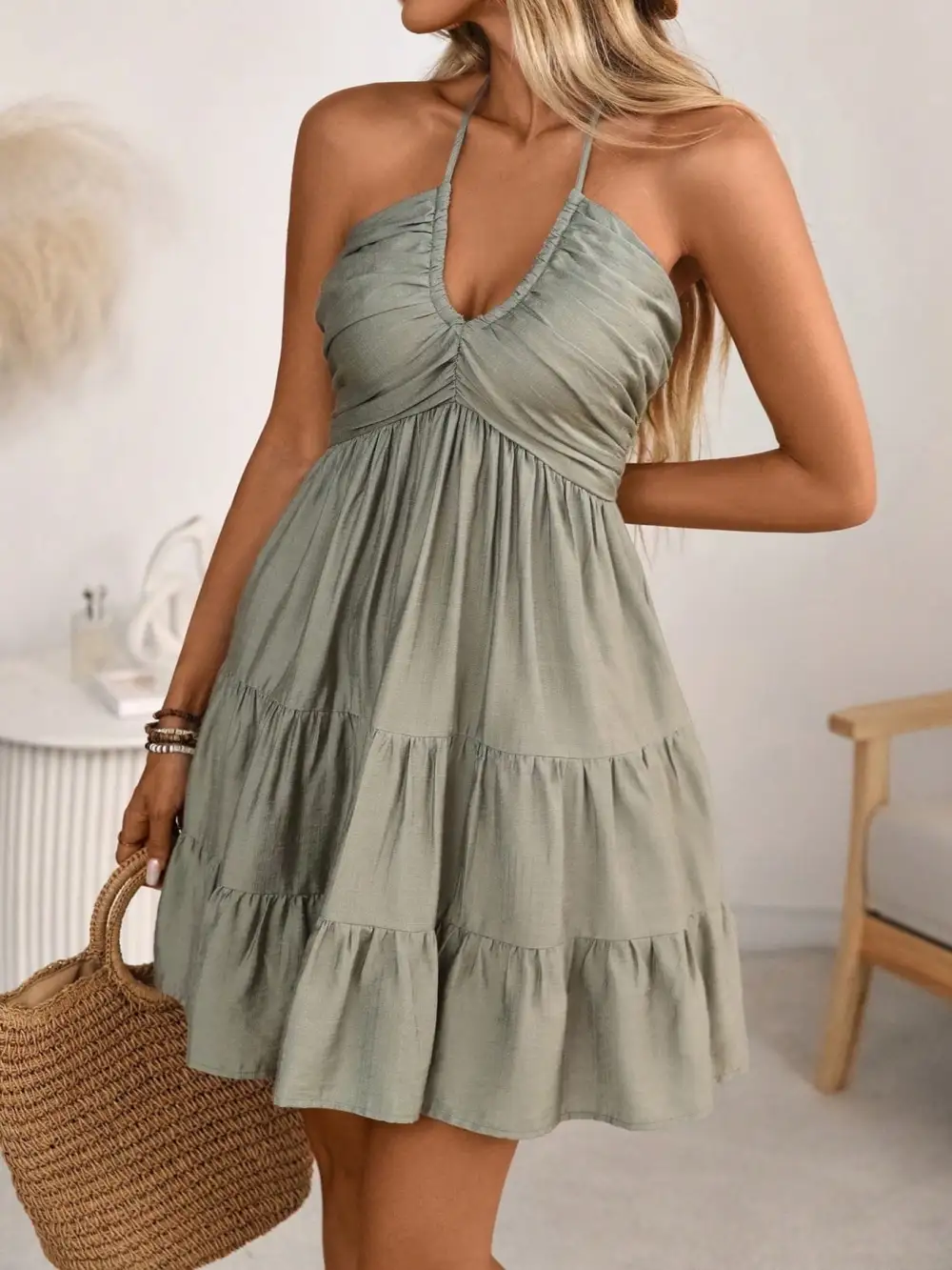 Tiered Halter Casual Dress