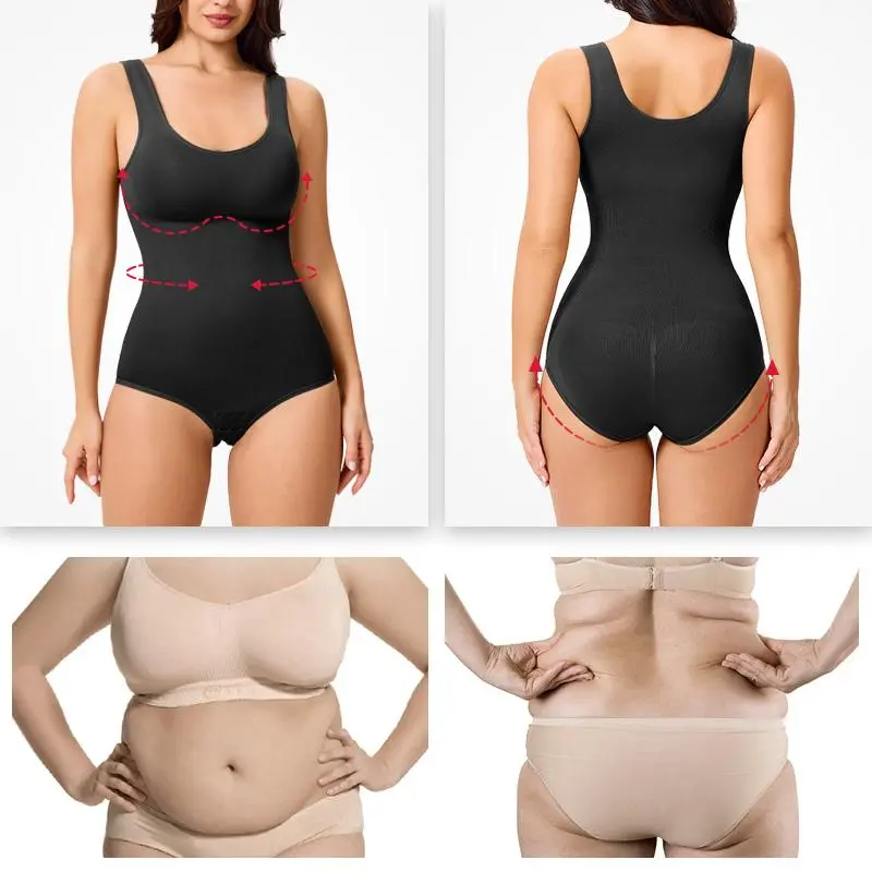 Women'S Clothing Minimalist Seamless Crewneck Bodysuits Shapewear, Basic Comfortable Fit Style Womenswear