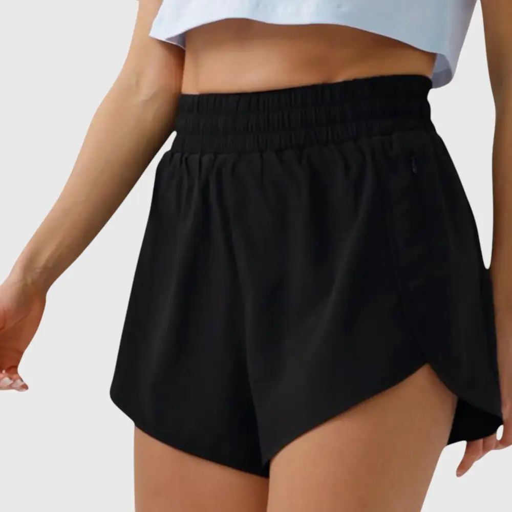 High-Waist Elastic-Waist Lightweight Running Shorts