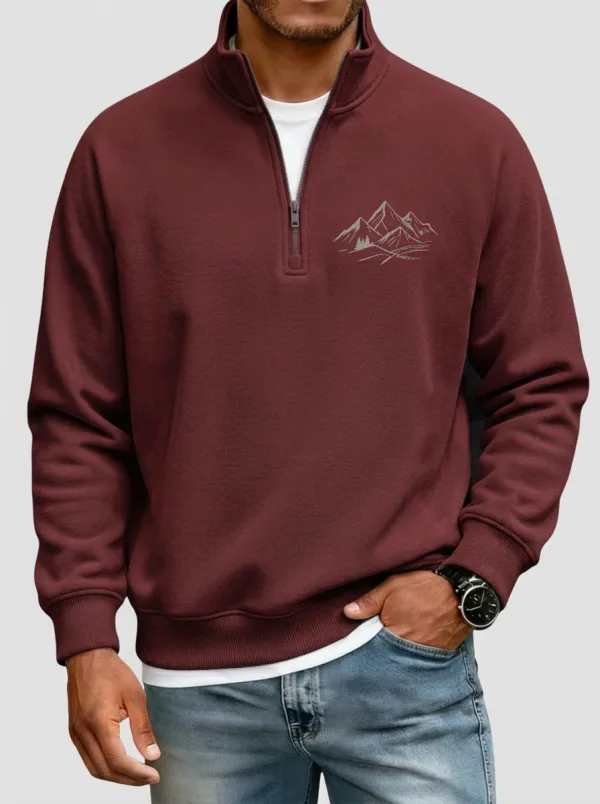 Men's Nature Mountain Graphic Quarter-Zip-Neck Sweatshirt
