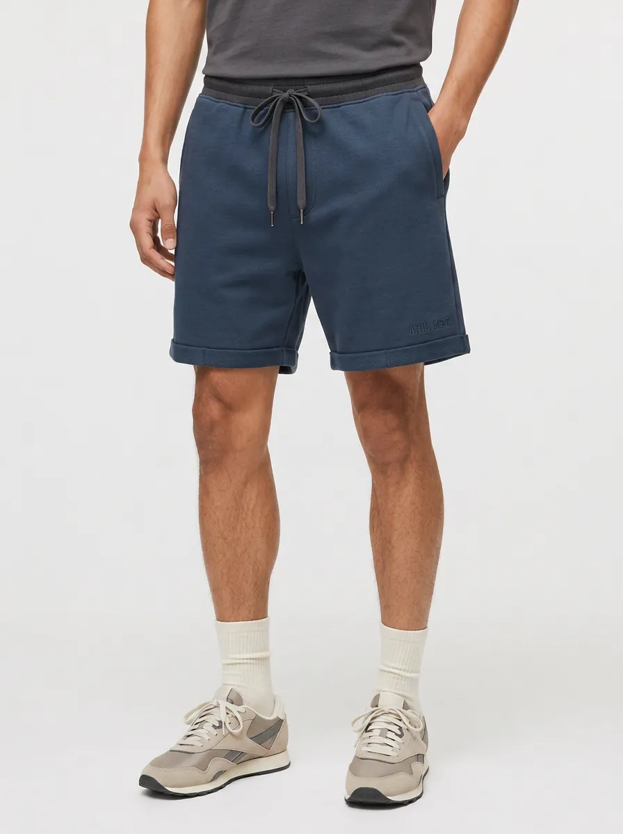 Men's Athletic Department Navy Drawstring Printed Shorts