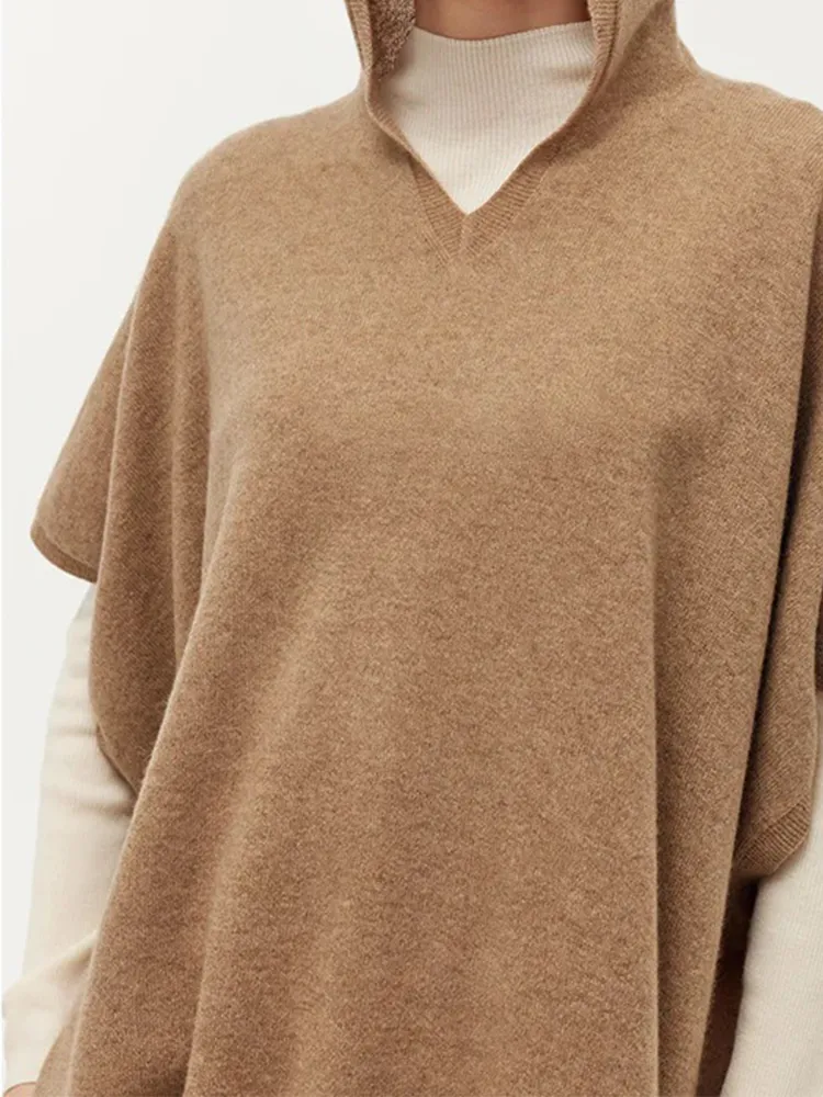 Cashmere Hooded Poncho Sweater
