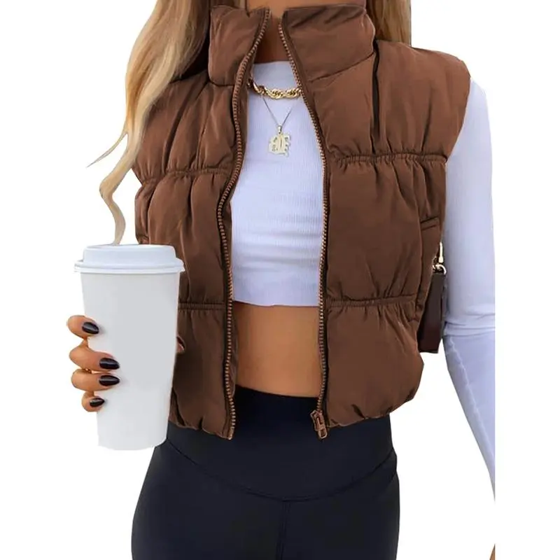 ⭐ Women’s Sleeveless Puffer Vest – Trendy, Cozy & Perfect for Layering  Zip-Up | Stand Collar | Cropped Fit | Lightweight Warmth