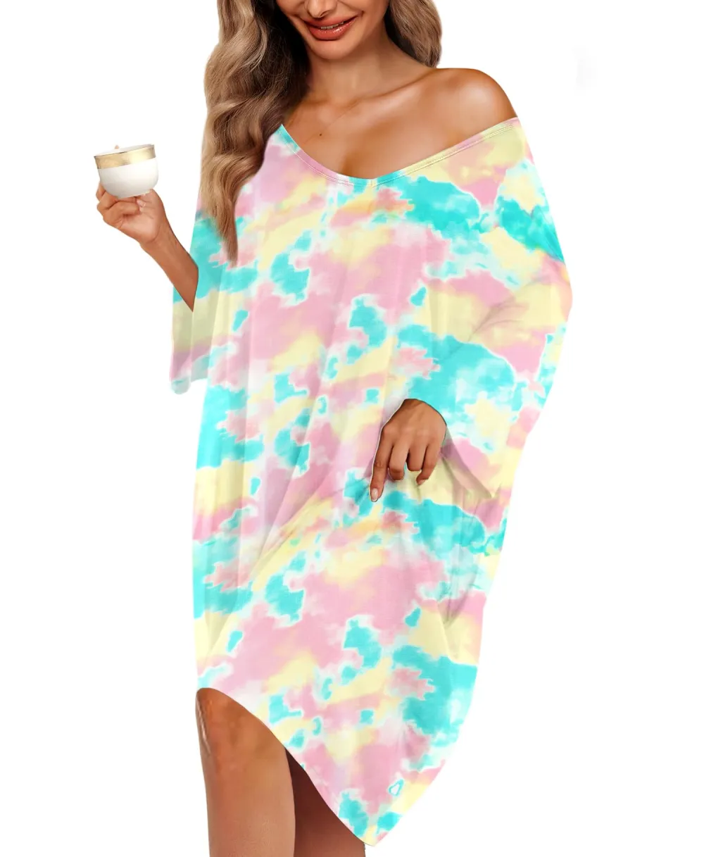 Plus Size Nightgown for Women V-Neck Sleep Dress