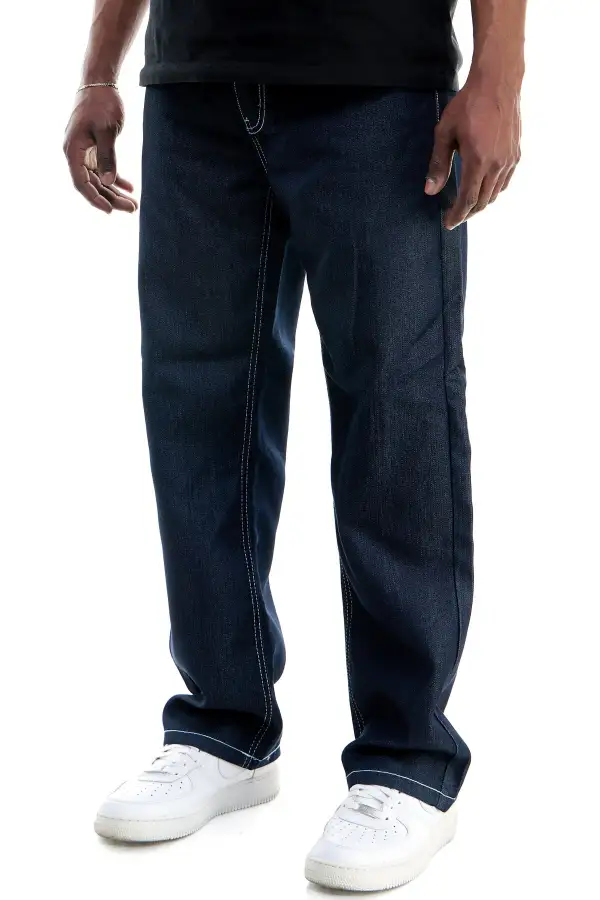 Men's Streetwear Raw Hem Stretch Relaxed Jeans