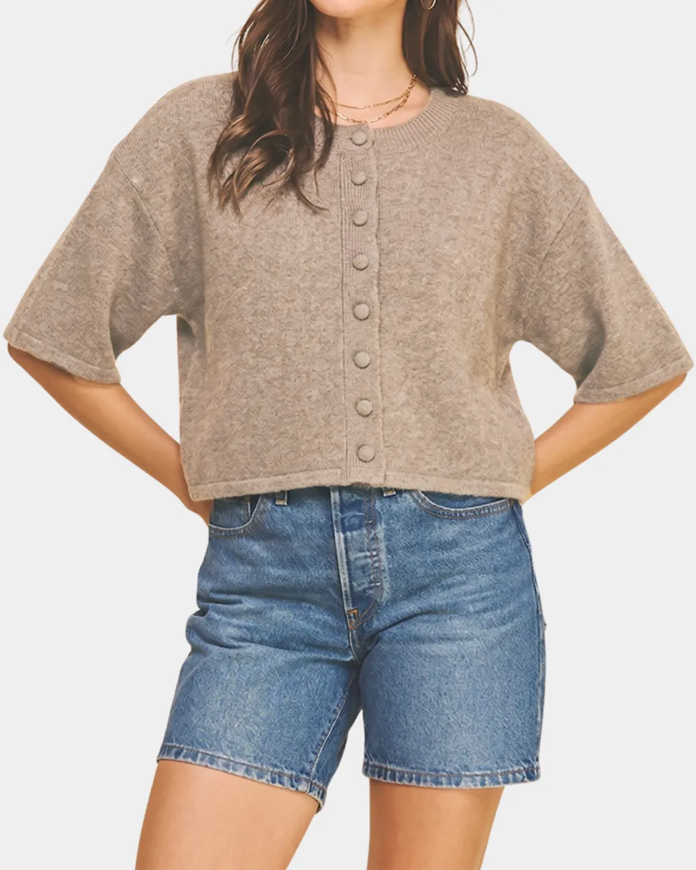 Modern Short Sleeve Sweater Top