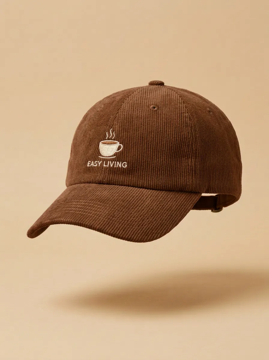 Coffee-Lover Corduroy Embroidered Unisex Baseball Cap