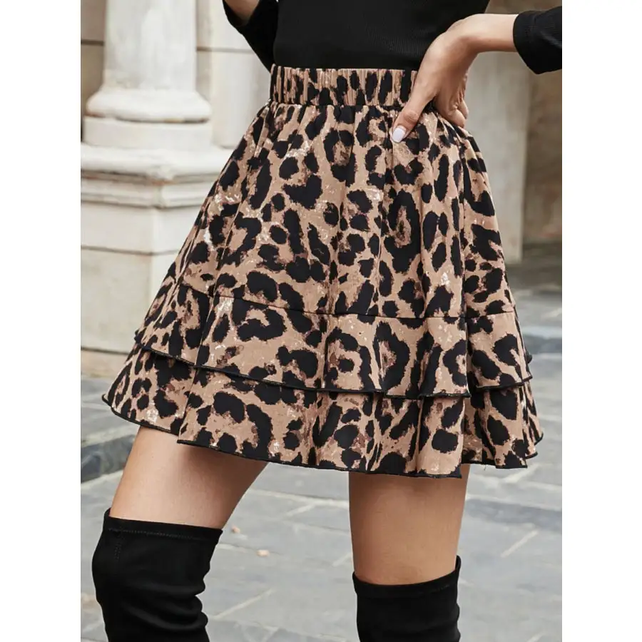 Ruffled Elastic Waist Skirt