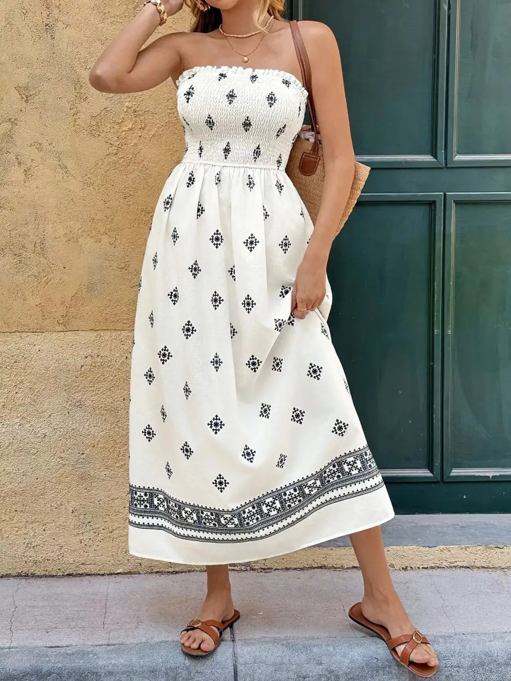 Smocked Midi Dress