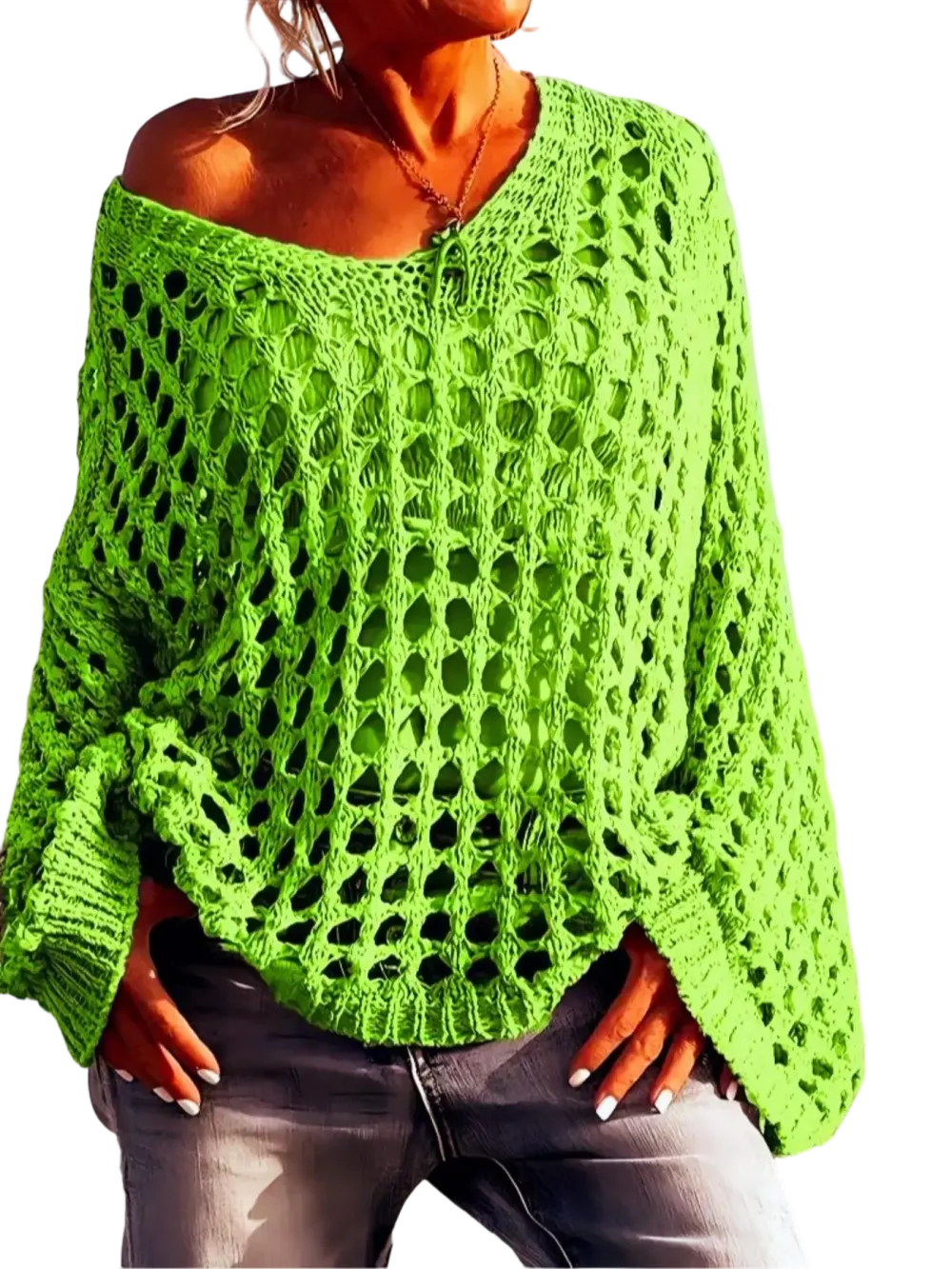 Women's loose-fitting hollow-out design top