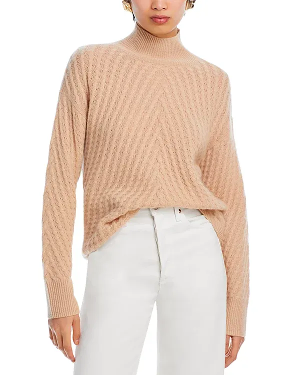 Drop Shoulder Waffle Mock Neck Sweater