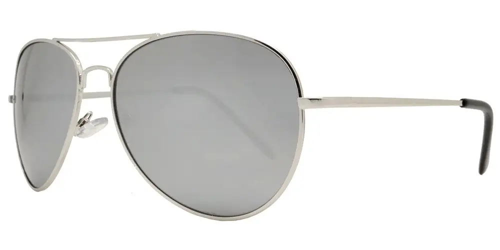Chrome - Chrome Metal Oval Shaped Sunglasses With Mirror Lens