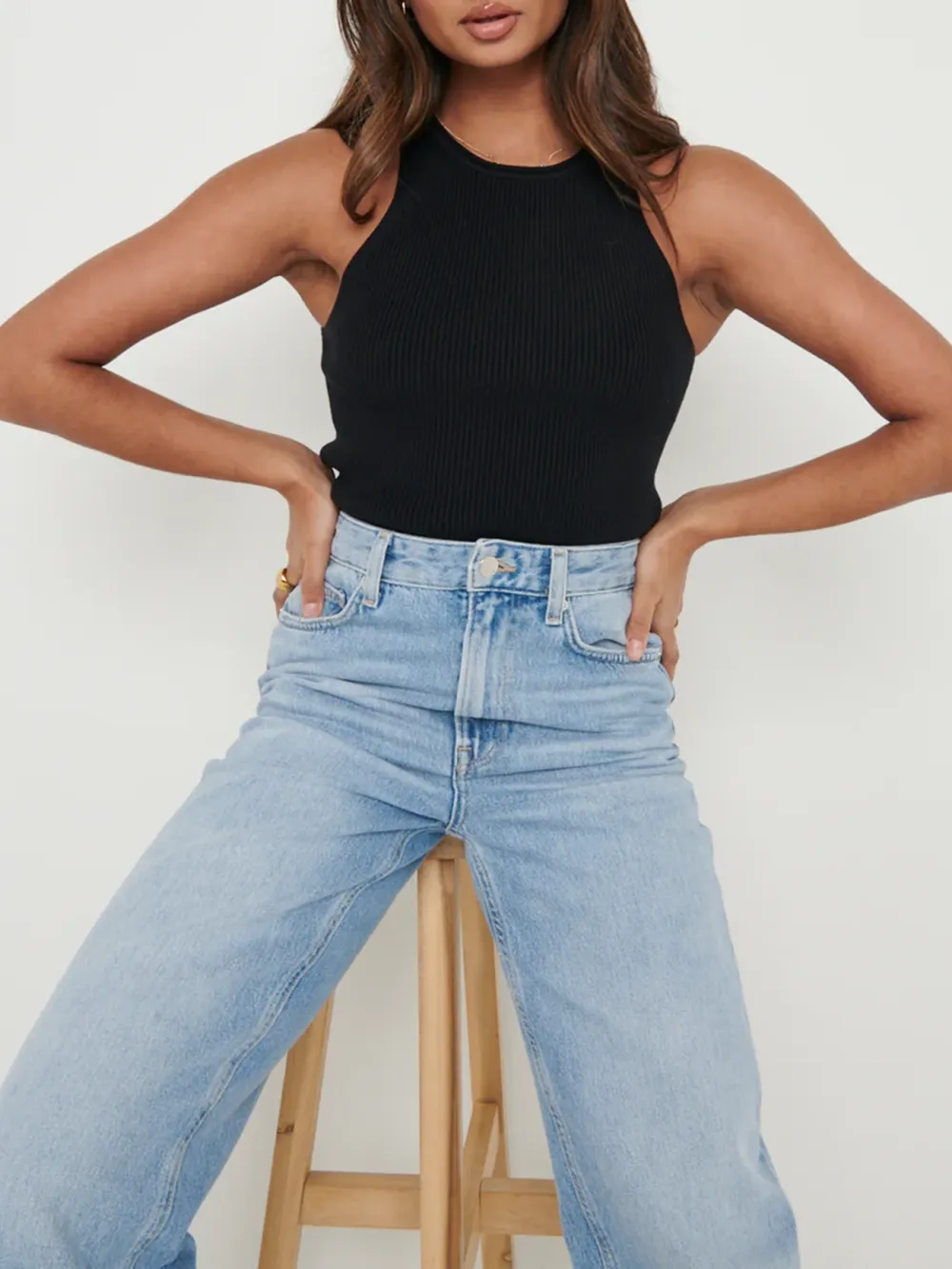 Ribbed Racer Tank Tops