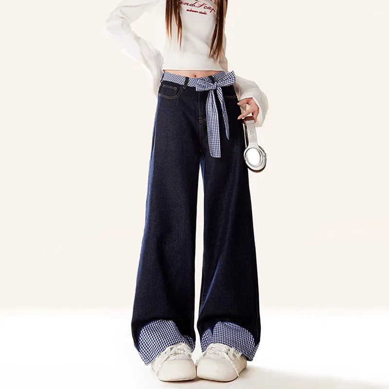 Floor Length Bow Detail Jeans