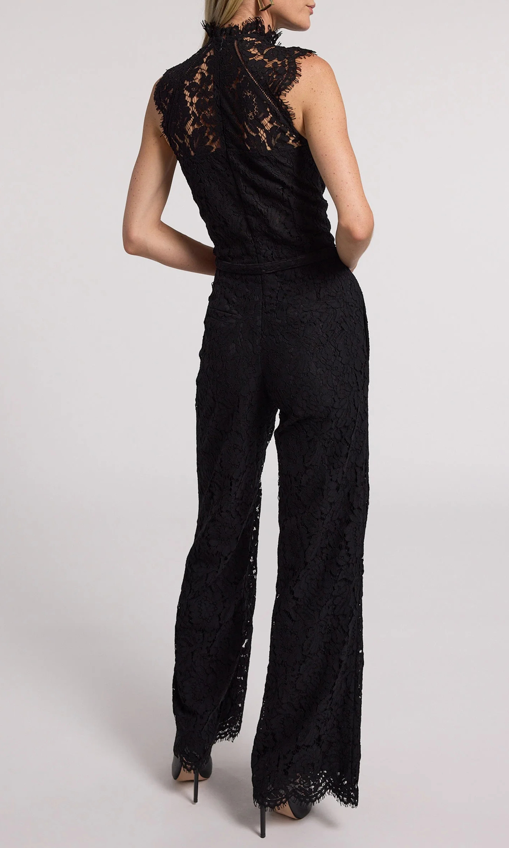 Black Lace Panel Top Jumpsuit