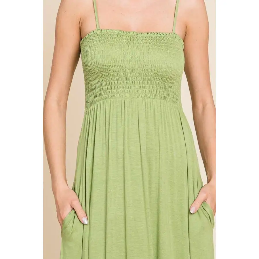 Relaxed Culture Code Full Size Smocked Cami Maxi Dress with Pockets