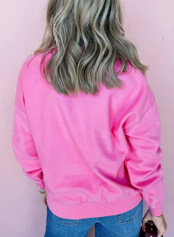 Half Button Detail Drop Shoulder Sweatshirt