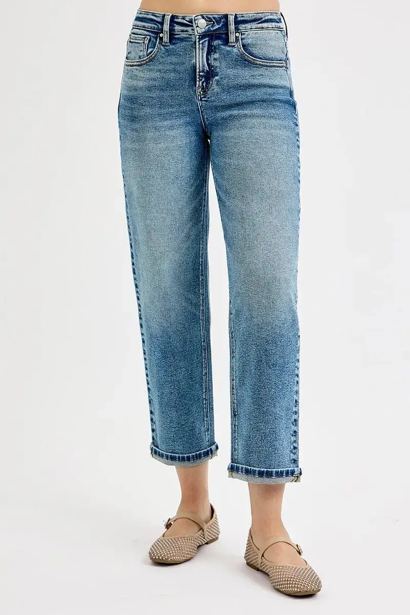 High Rise Crop Boyfriend Plus Denim Jeans