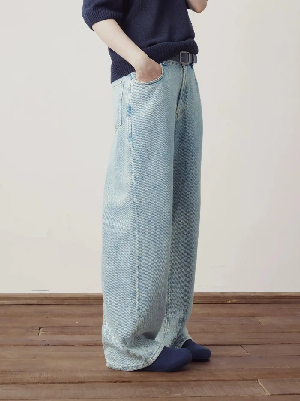 Washed Twill Straight Leg Jeans