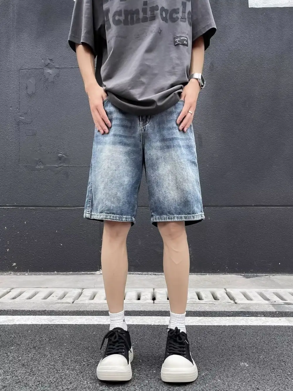 Men's Plus Size Vintage Wash Loose Fit Denim