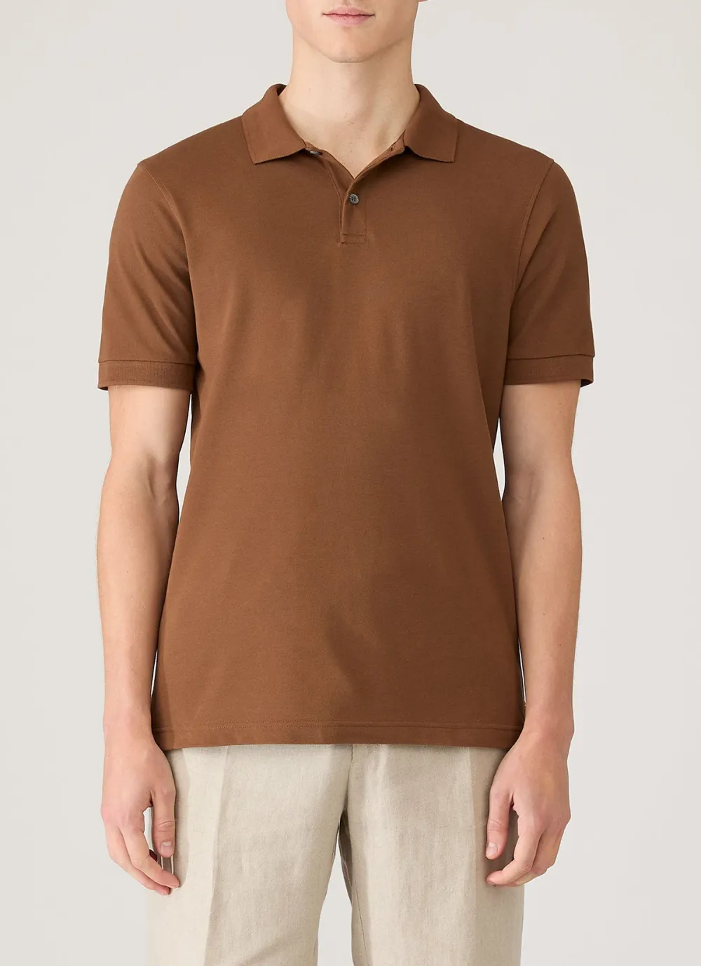 Streamlined Everyday Slim Fit Cotton Pique Short Sleeve Polo Shirt