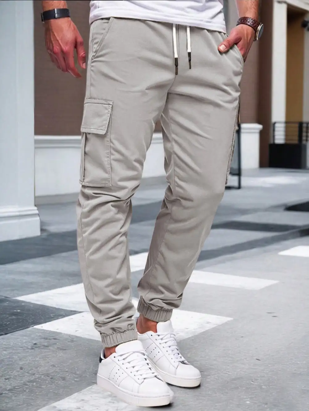 Men's  Tapered Cargo Pants Pockets Waist Leg