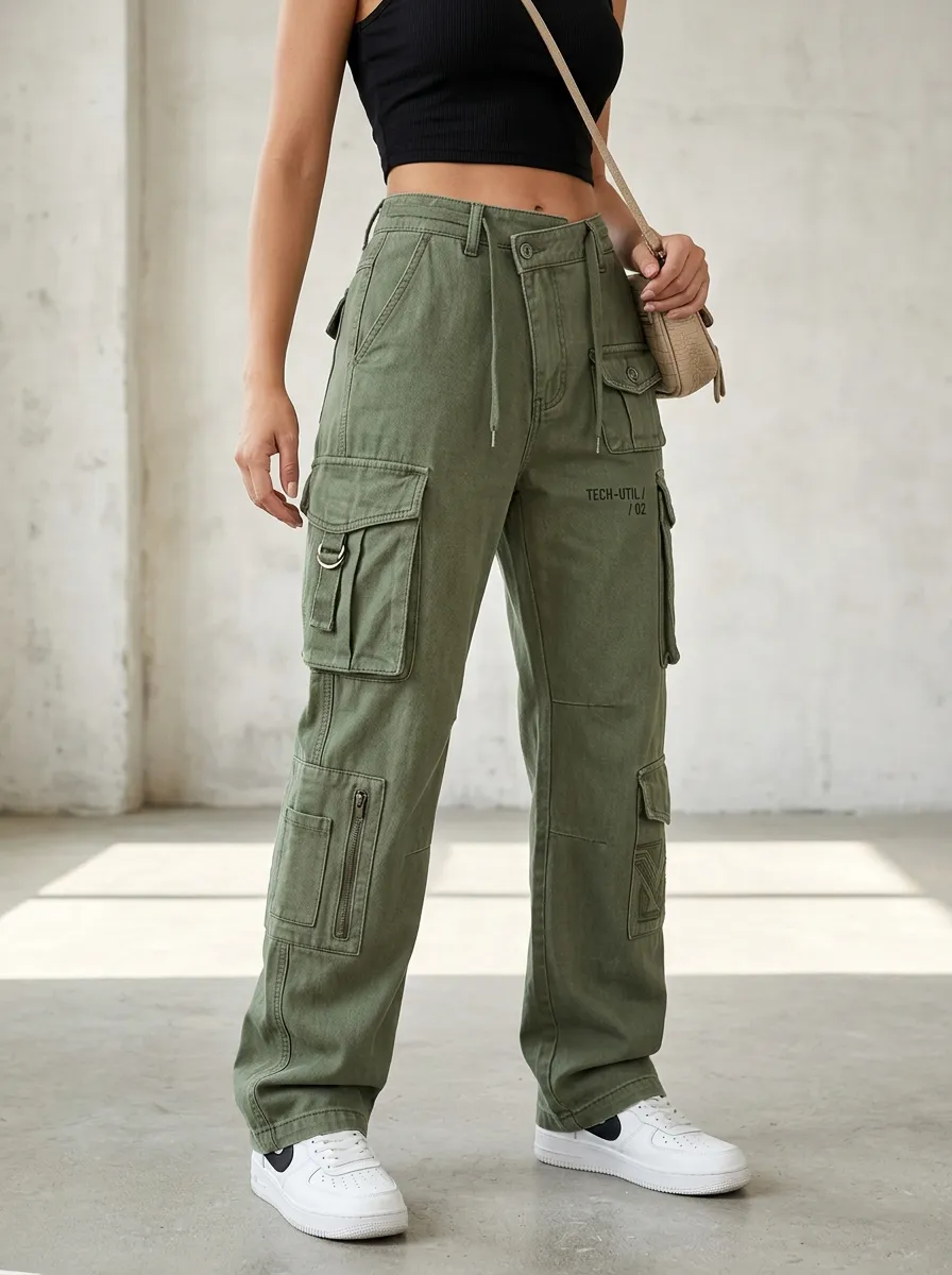 Flexible Street Style Women's Multi Pocket Cargo Pants