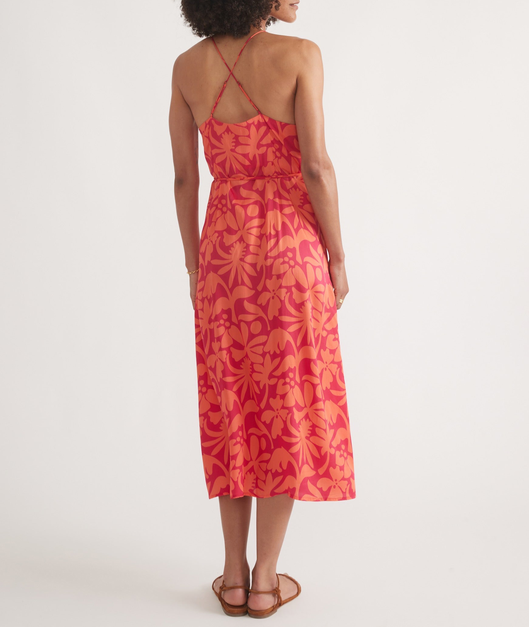 Coral Floral Wrap Maxi Dress