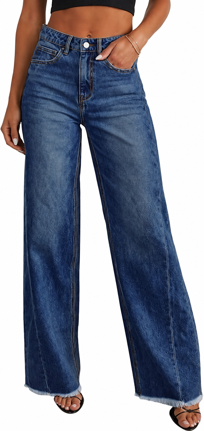 Women’s Wide Leg Jeans High Waisted Stretchy Denim Pants