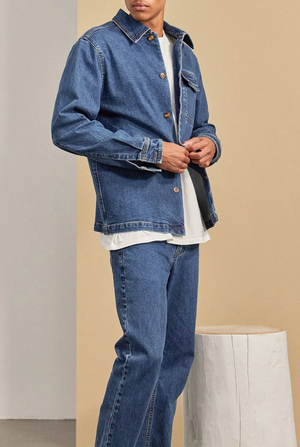 Light Blue Denim Button Down Overshirt