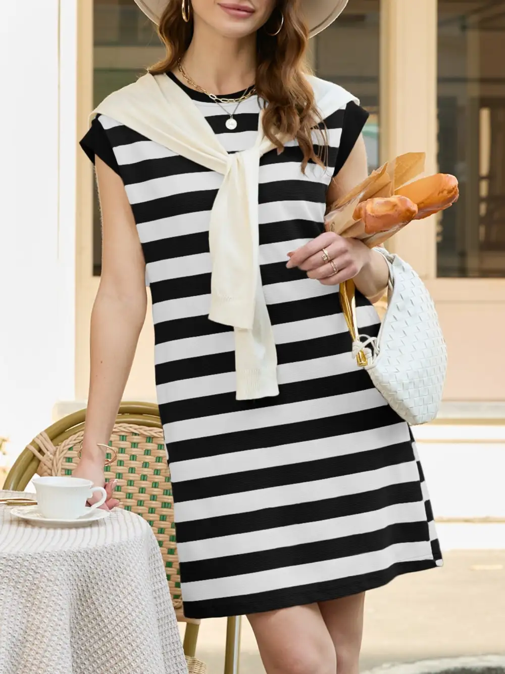 Polished Detail Striped Shirt Dress