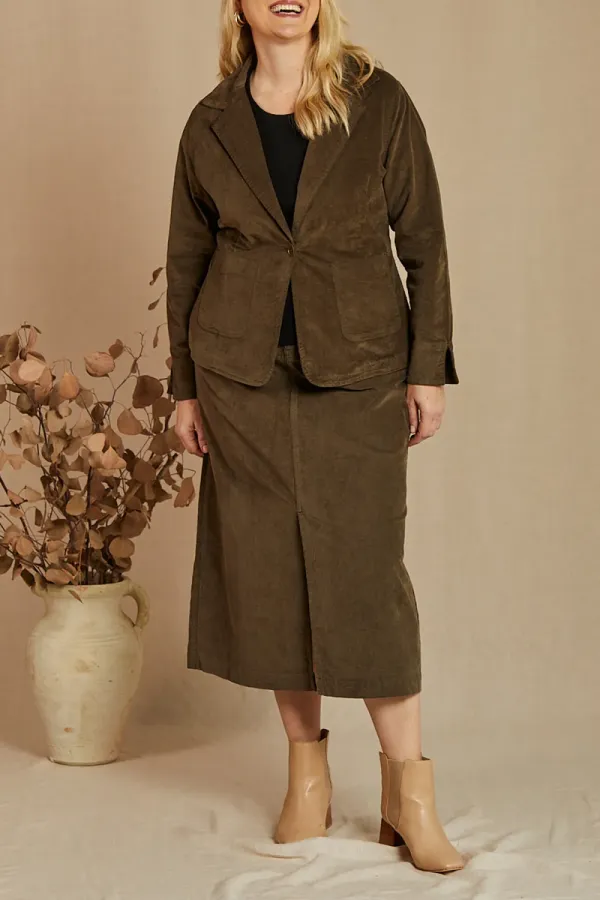 Adrift Relaxed Brushed Cotton Blazer In Olive