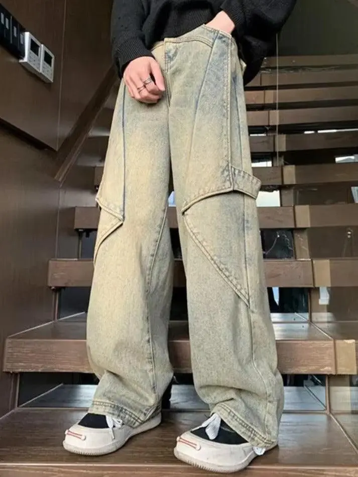 Vintage Distressed Splice Loose Jeans