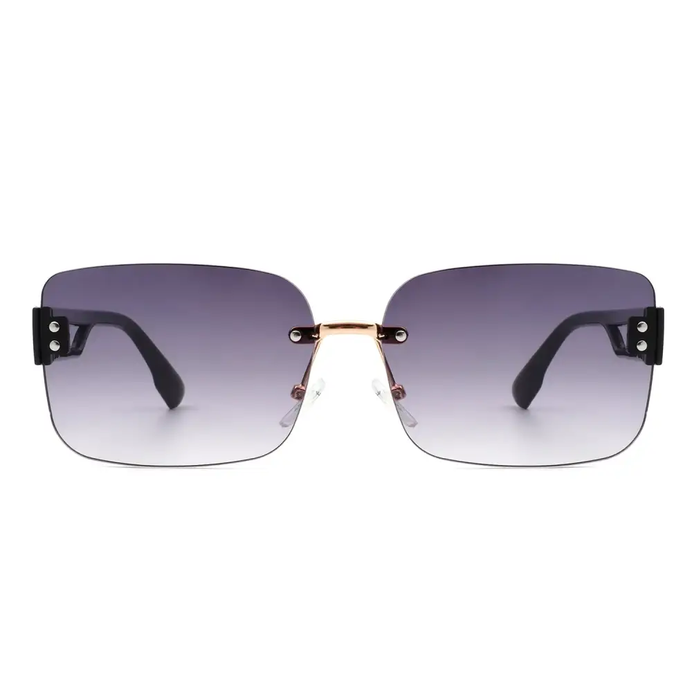 Scalloped Rectangle Square Frame Sunglasses