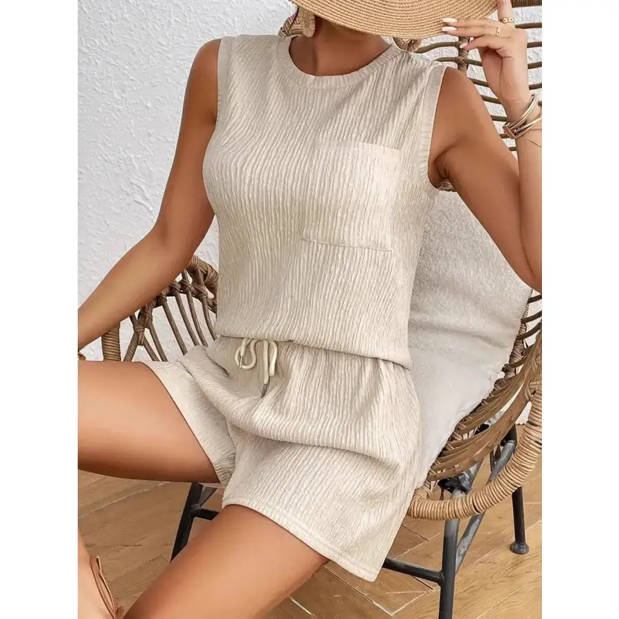 Round Neck Tank Top and Shorts Set
