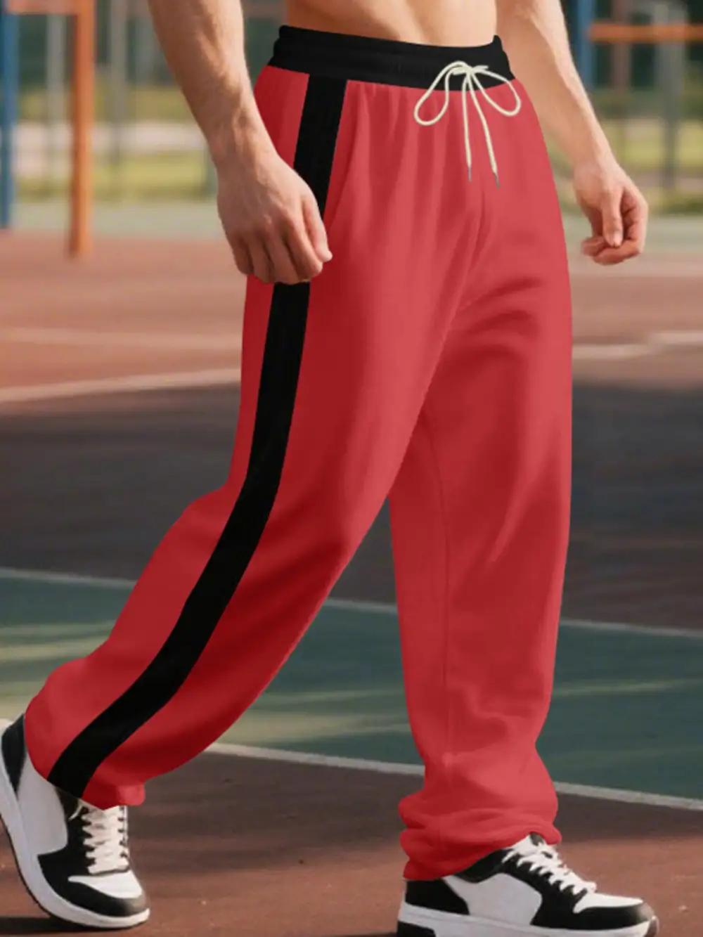 Men's Full Size Side Stripe Wide Leg Pants