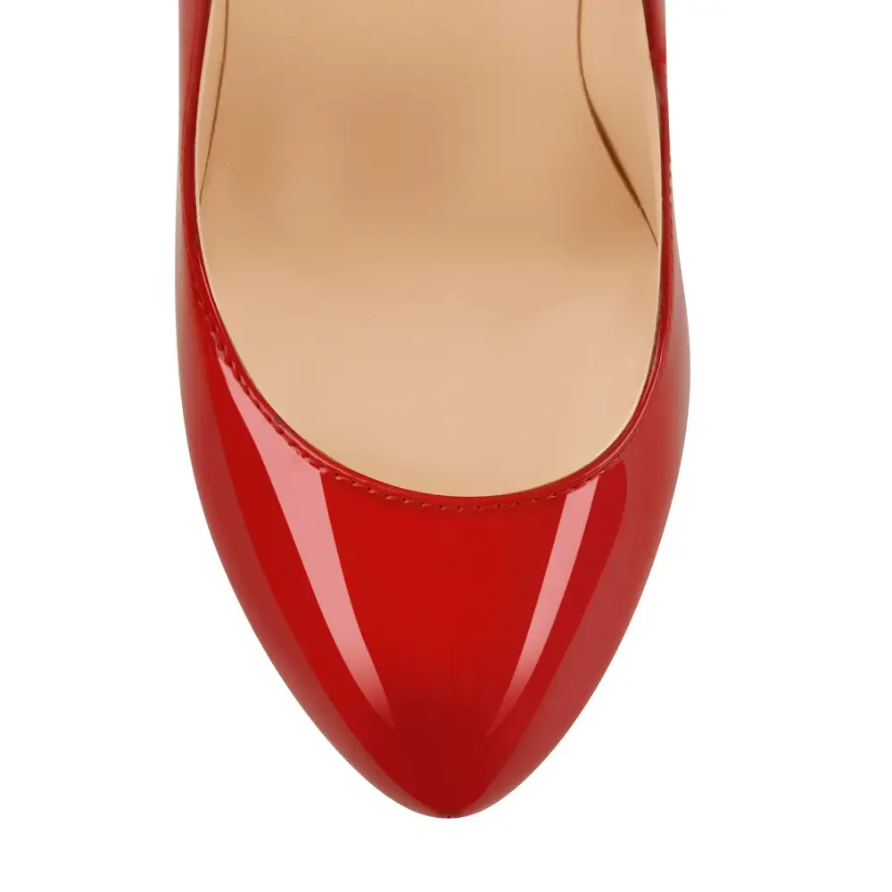 Patent Finish Pointed Toe Platform Transparent Heel Pumps