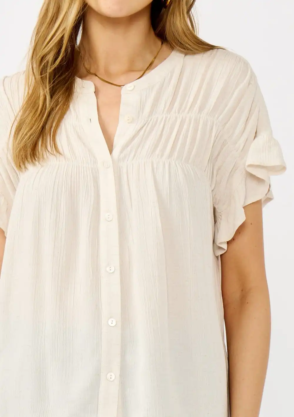 Button Up Short Sleeve Blouse