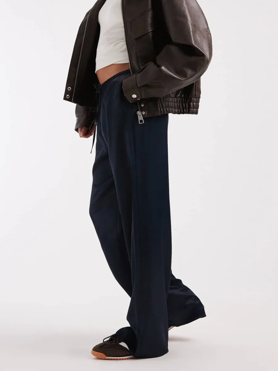 Casual Drawstring Plain Pants